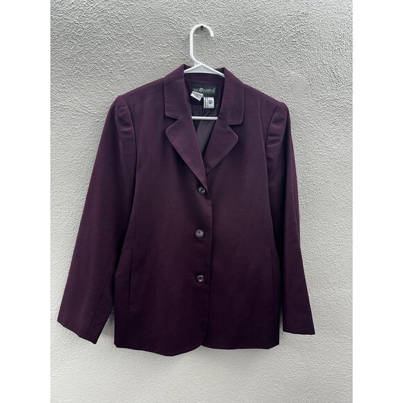 Sag Harbor Womens Blazer Size 6 Purple Pure Wool Three Button Up - Picture 1 of 12